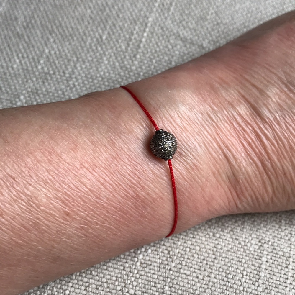 Red String Bracelet w/Diamond Pave Bead